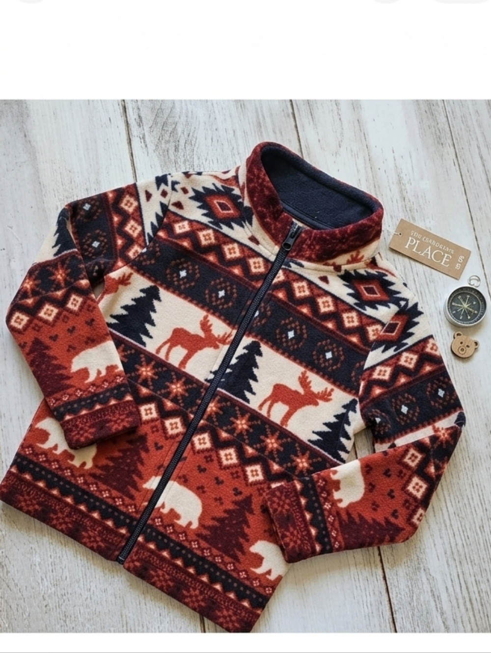 The Children's Place Red and Black Zip-Up Sweater